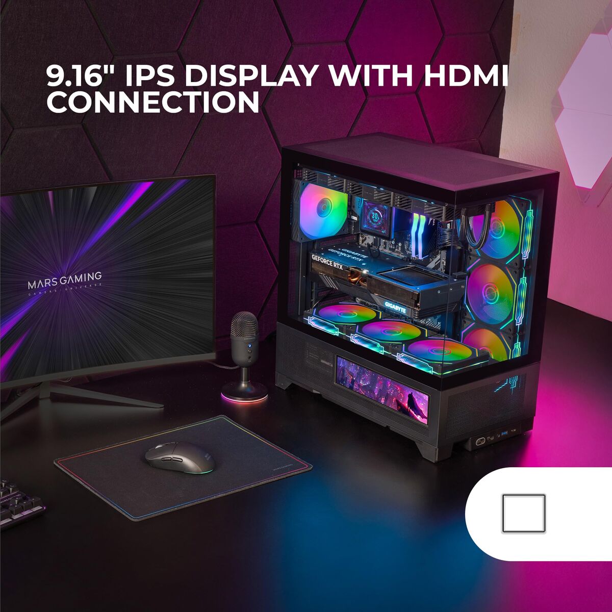 Picture of ATX Semi-tower Box Mars Gaming MCLCDX Black