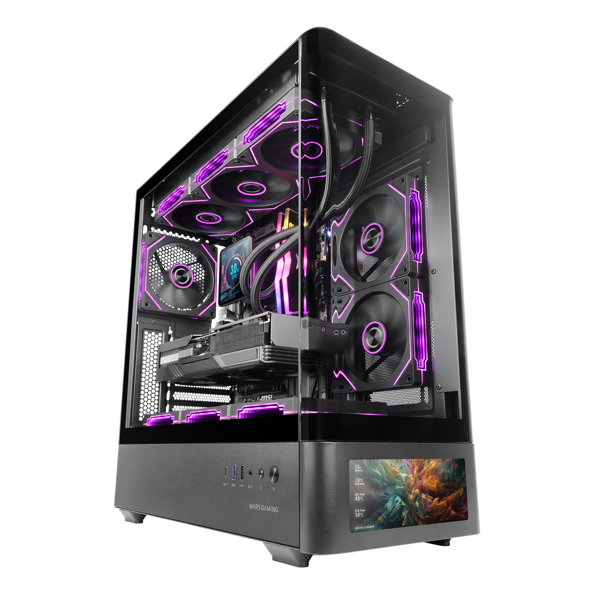 Picture of ATX Semi-tower Box Mars Gaming MCLCDPRO Black