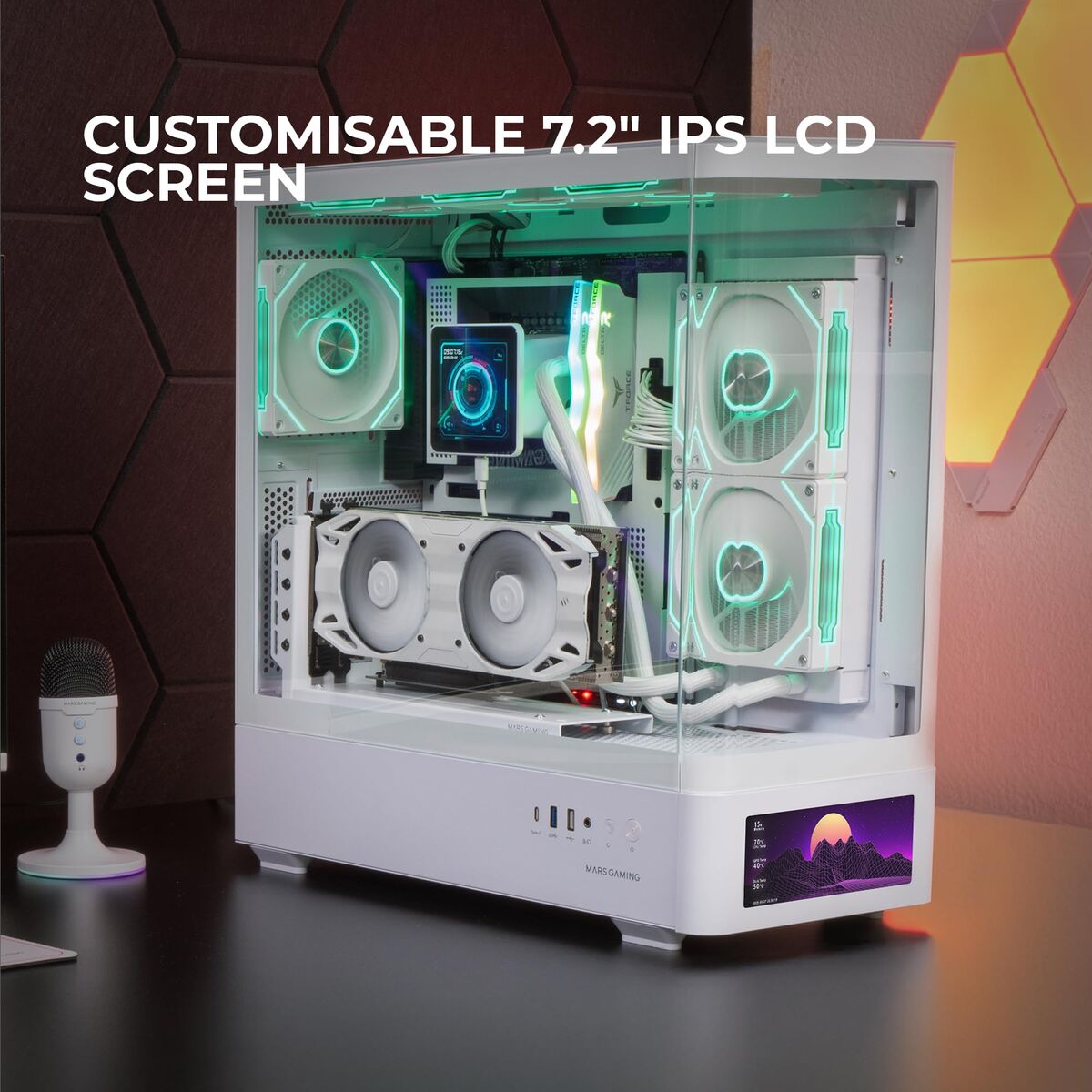 Afbeeldingen van ATX Semi-tower Box Mars Gaming MCLCDPROW White