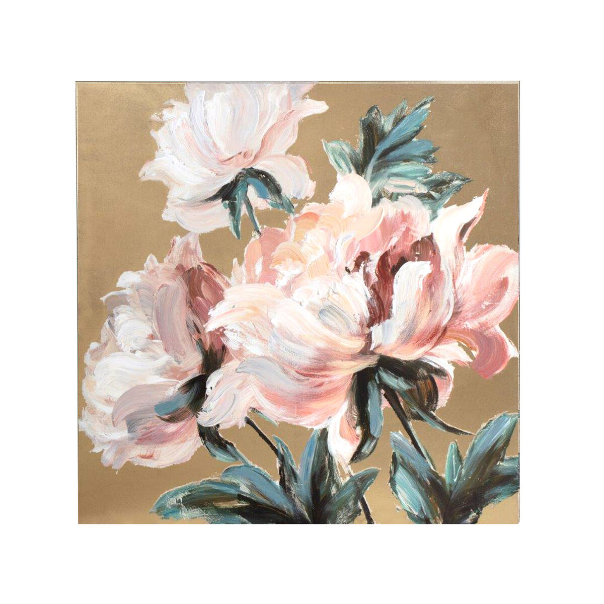 Olie Maleri Romimex Lærred Blomster 100 x 100 x 4 cm