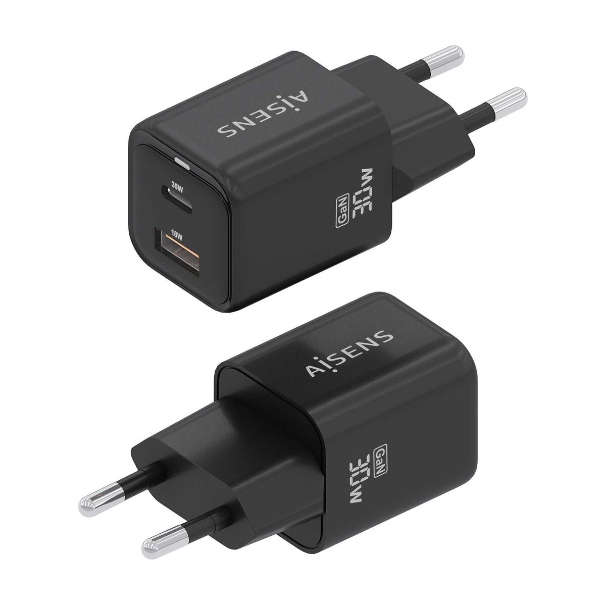 Bild von Wall Charger Aisens ASCH-30W2P021-BK Black Multicolour 33 W