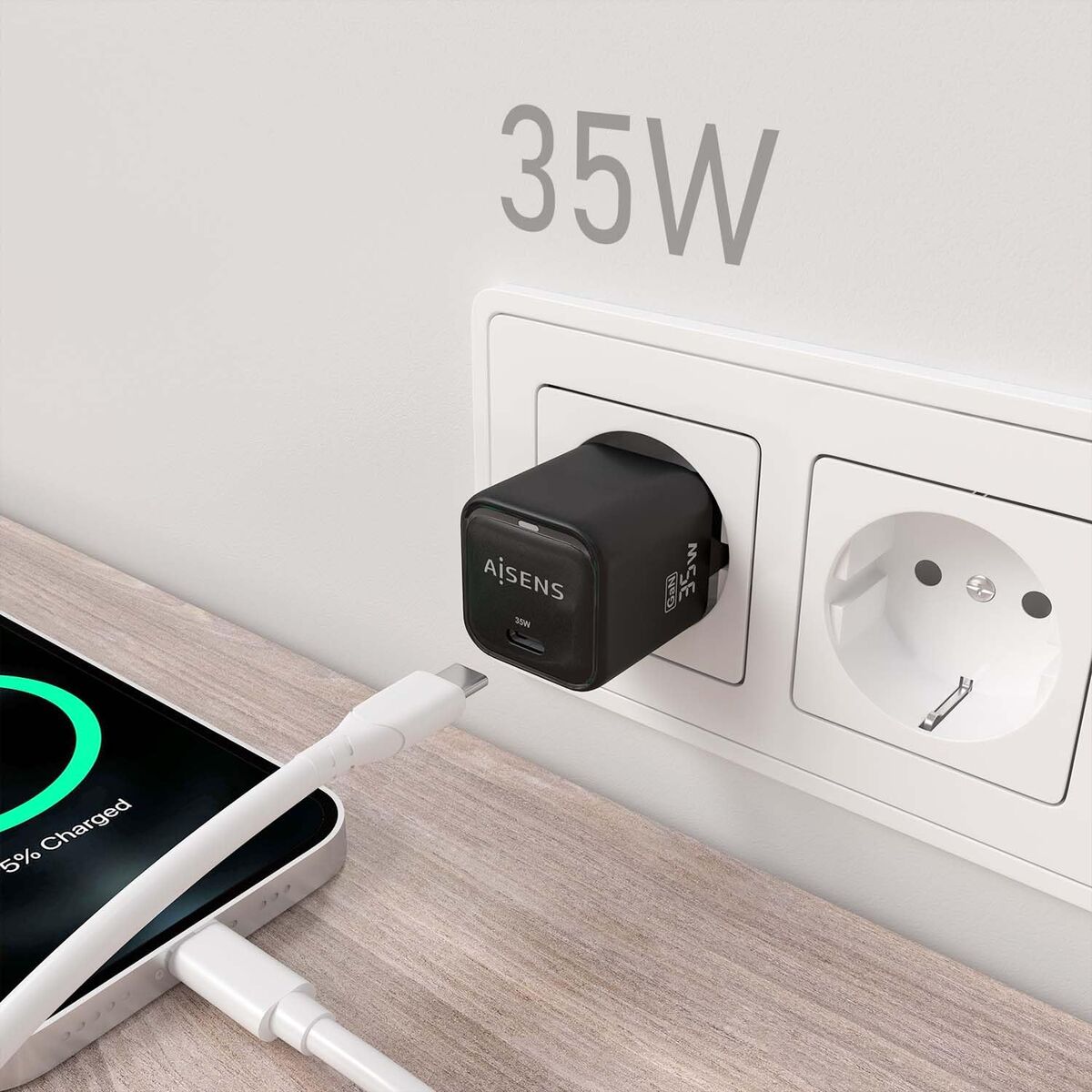 Wall Charger Aisens ASCH-35W1P023-BK Black Multicolour 35 W