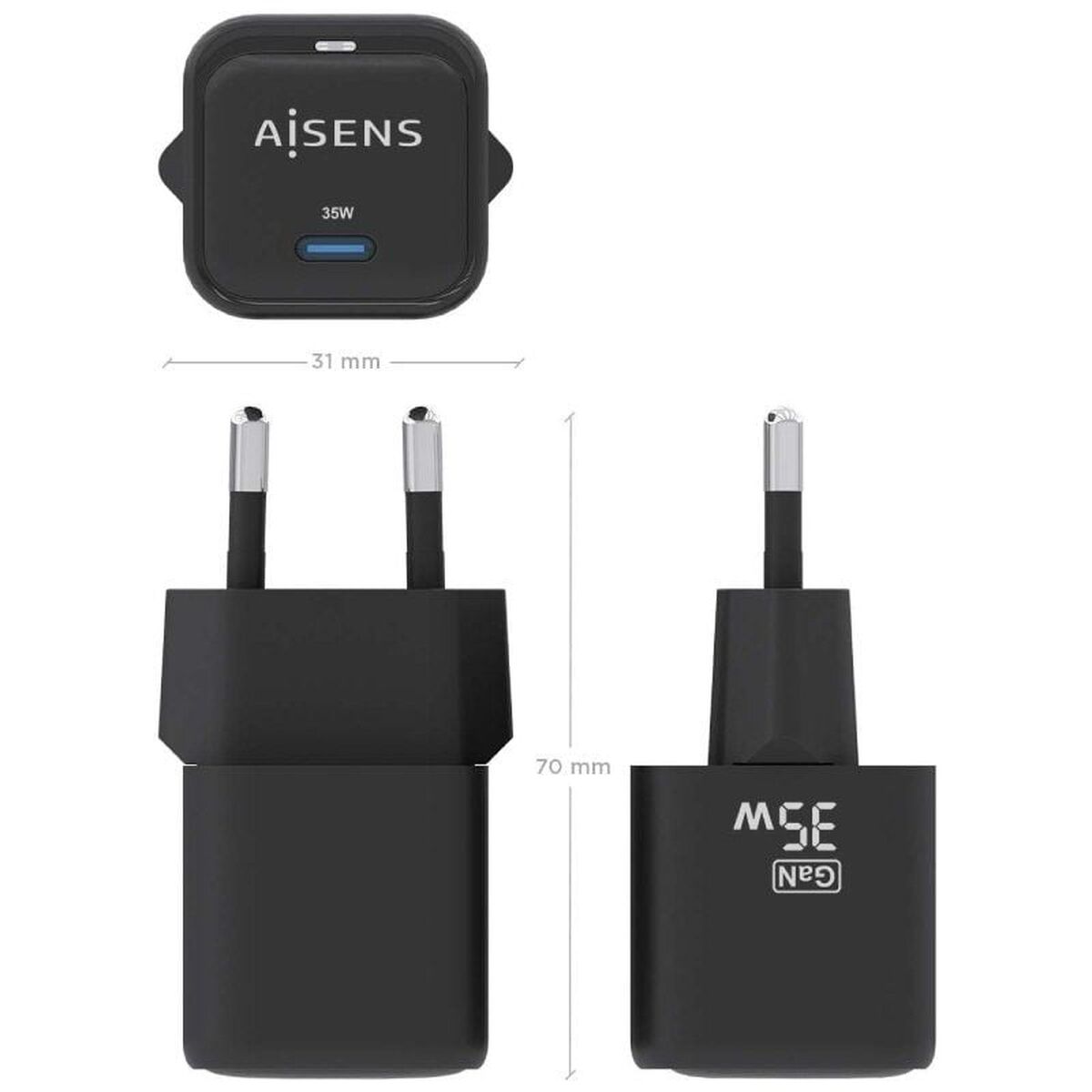 Picture of Wall Charger Aisens ASCH-35W1P023-BK Black Multicolour 35 W