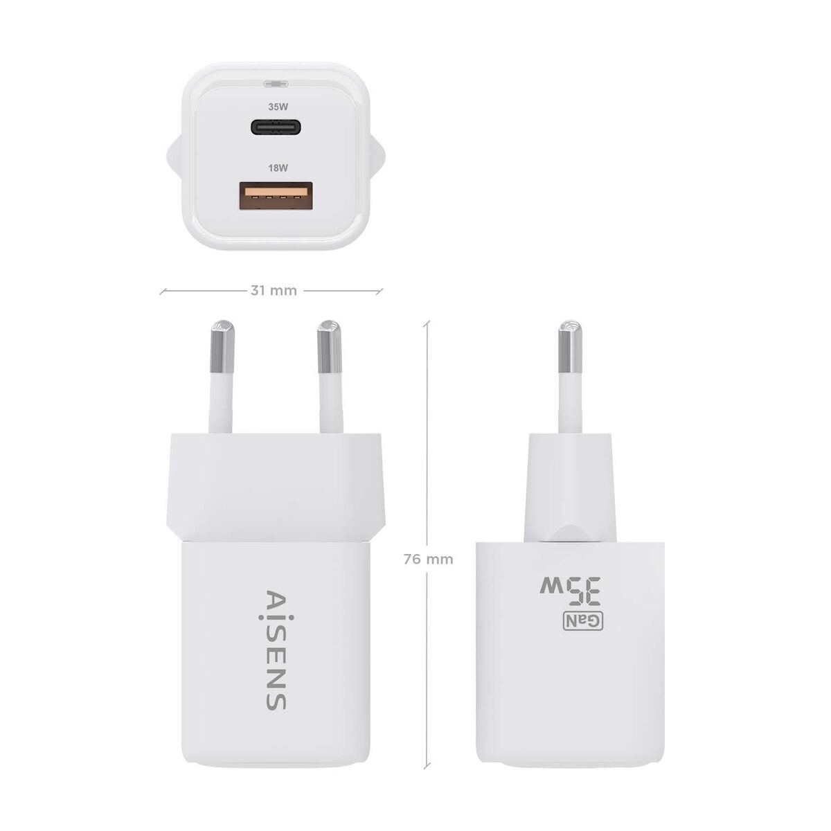 Picture of Wall Charger Aisens ASCH-35W2P024-W White Multicolour