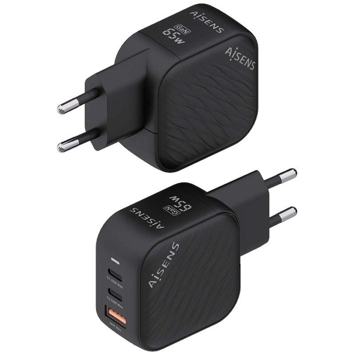 Wall Charger Aisens ASCH-65W3P027-BK Black Multicolour 65 W