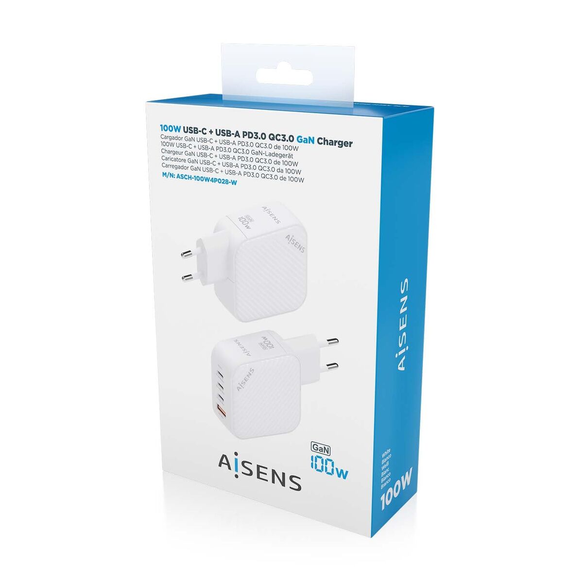 Wall Charger Aisens ASCH-100W4P028-W White Multicolour 100 W