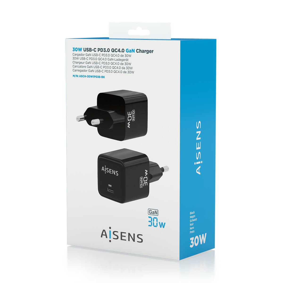 Wall Charger Aisens ASCH-30W1P036-BK Black Multicolour 33 W