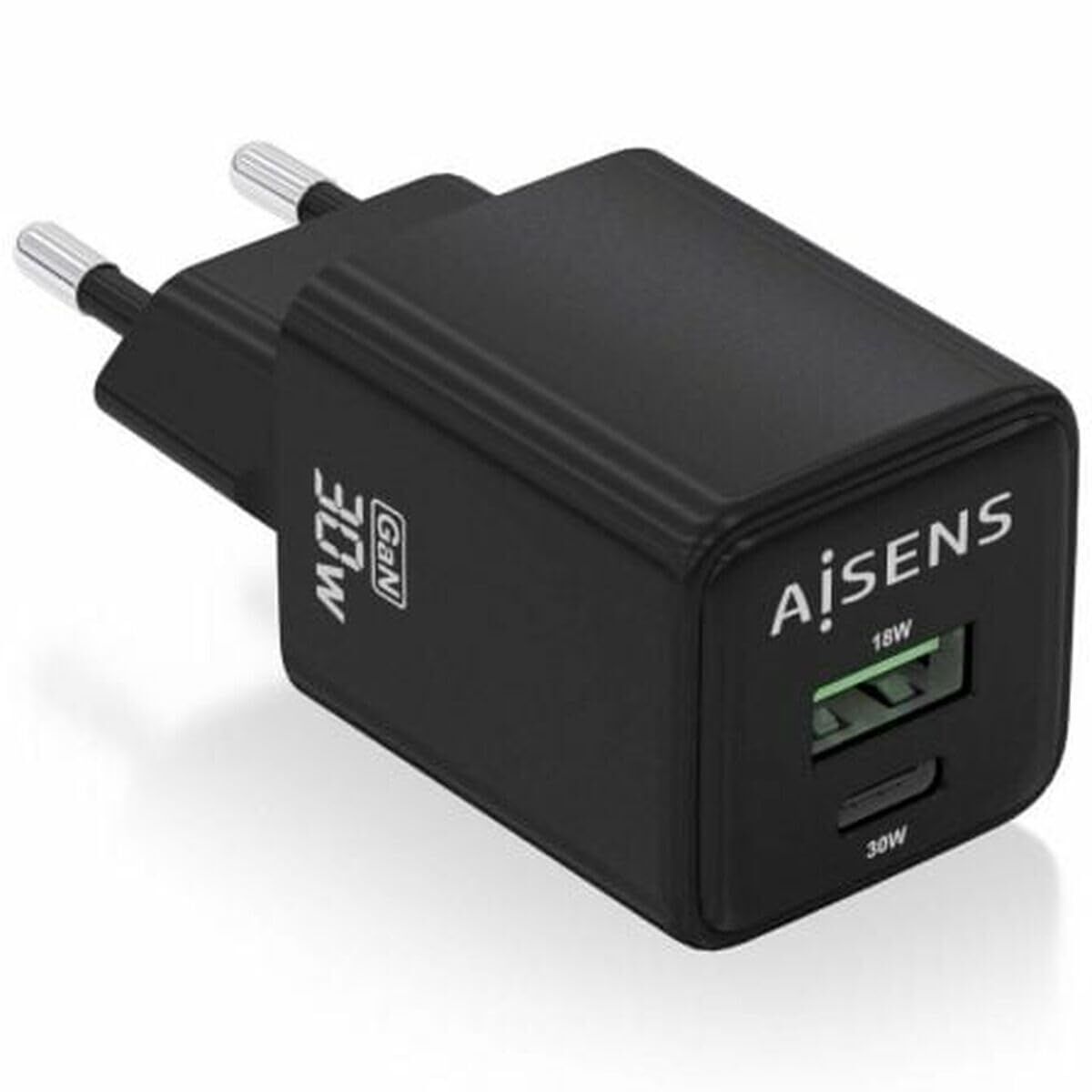 Wall Charger Aisens ASCH-30W2P038-BK Black Multicolour 33 W