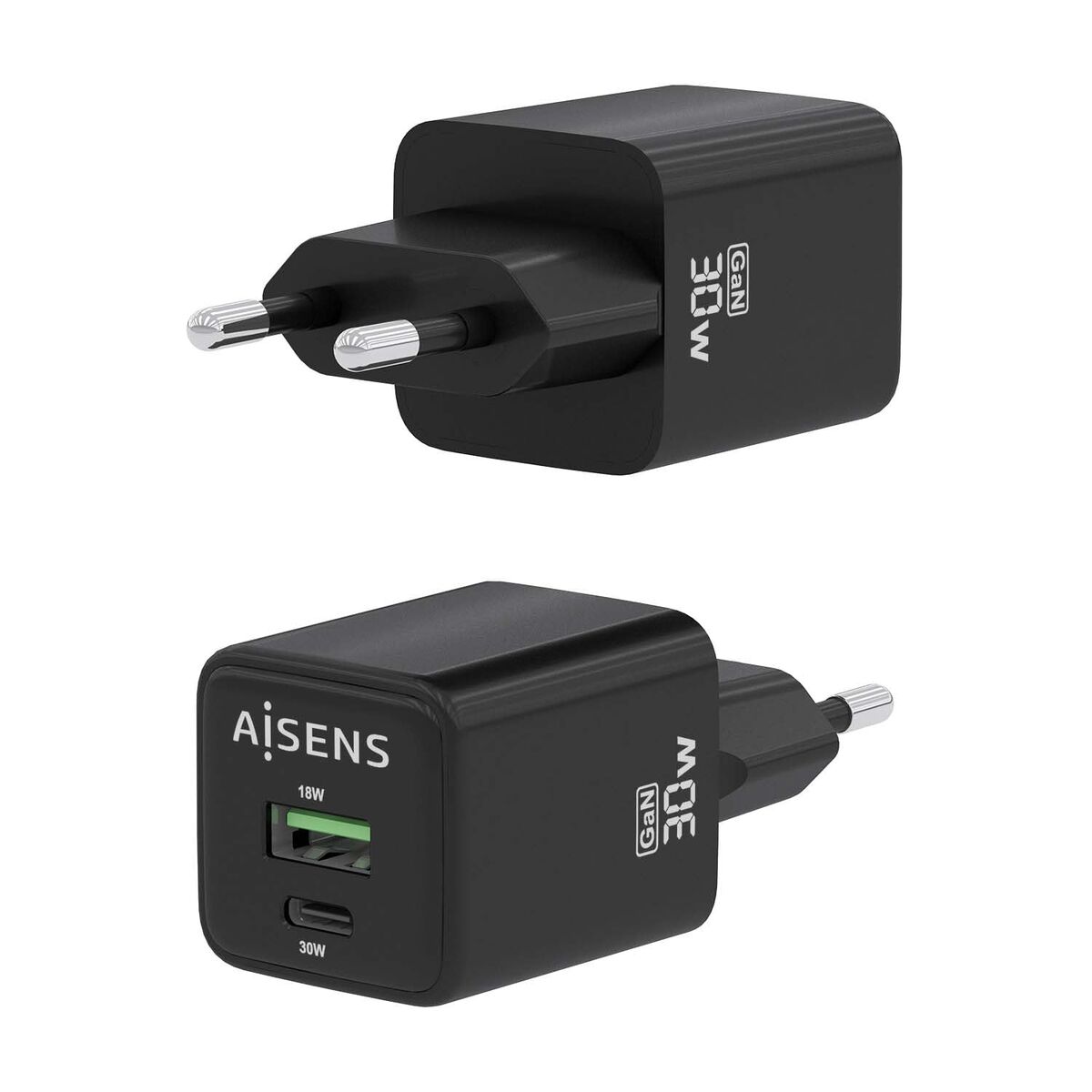 Picture of Wall Charger Aisens ASCH-30W2P038-BK Black Multicolour 33 W