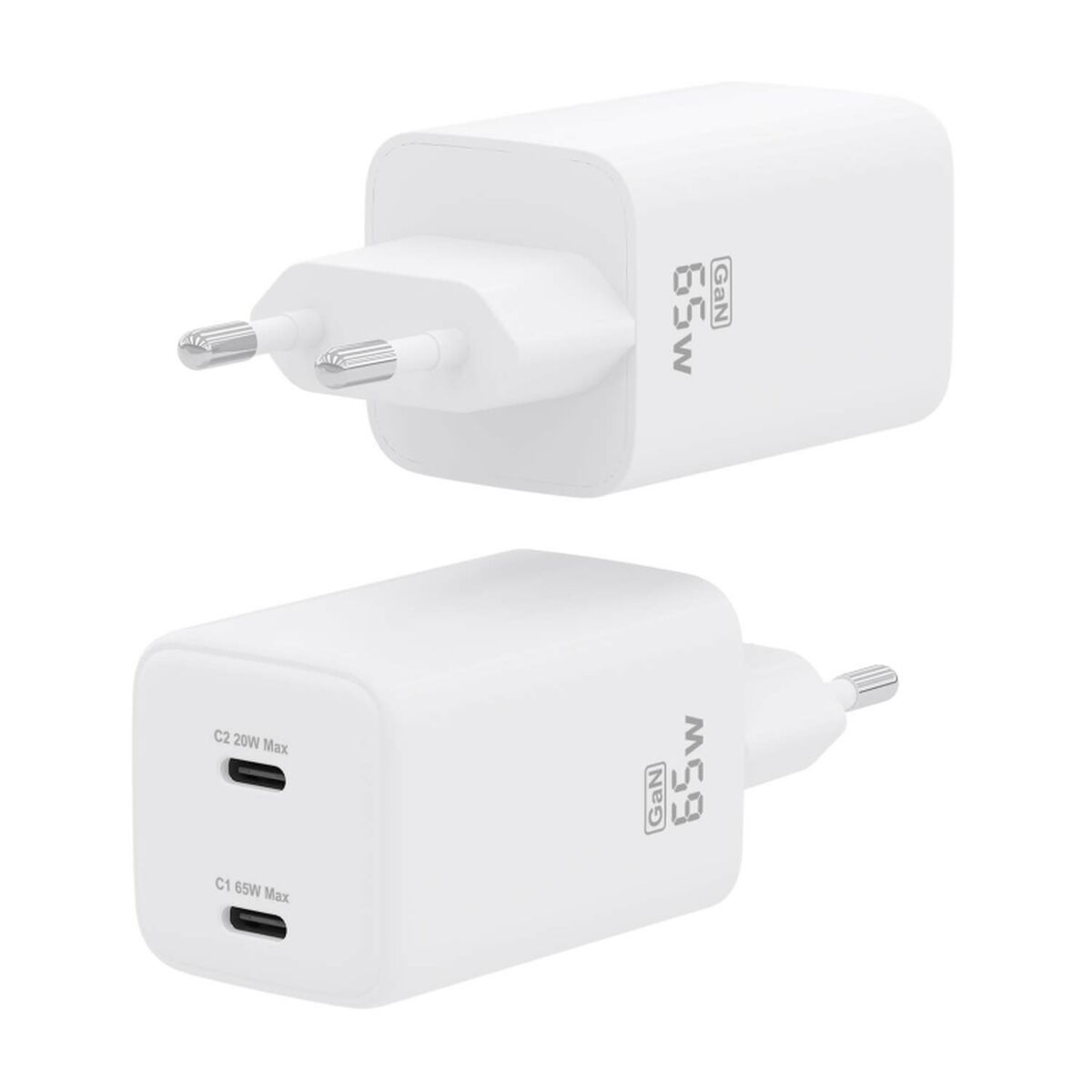 Wall Charger Aisens ASCH-65W2P039-W White Multicolour 65 W