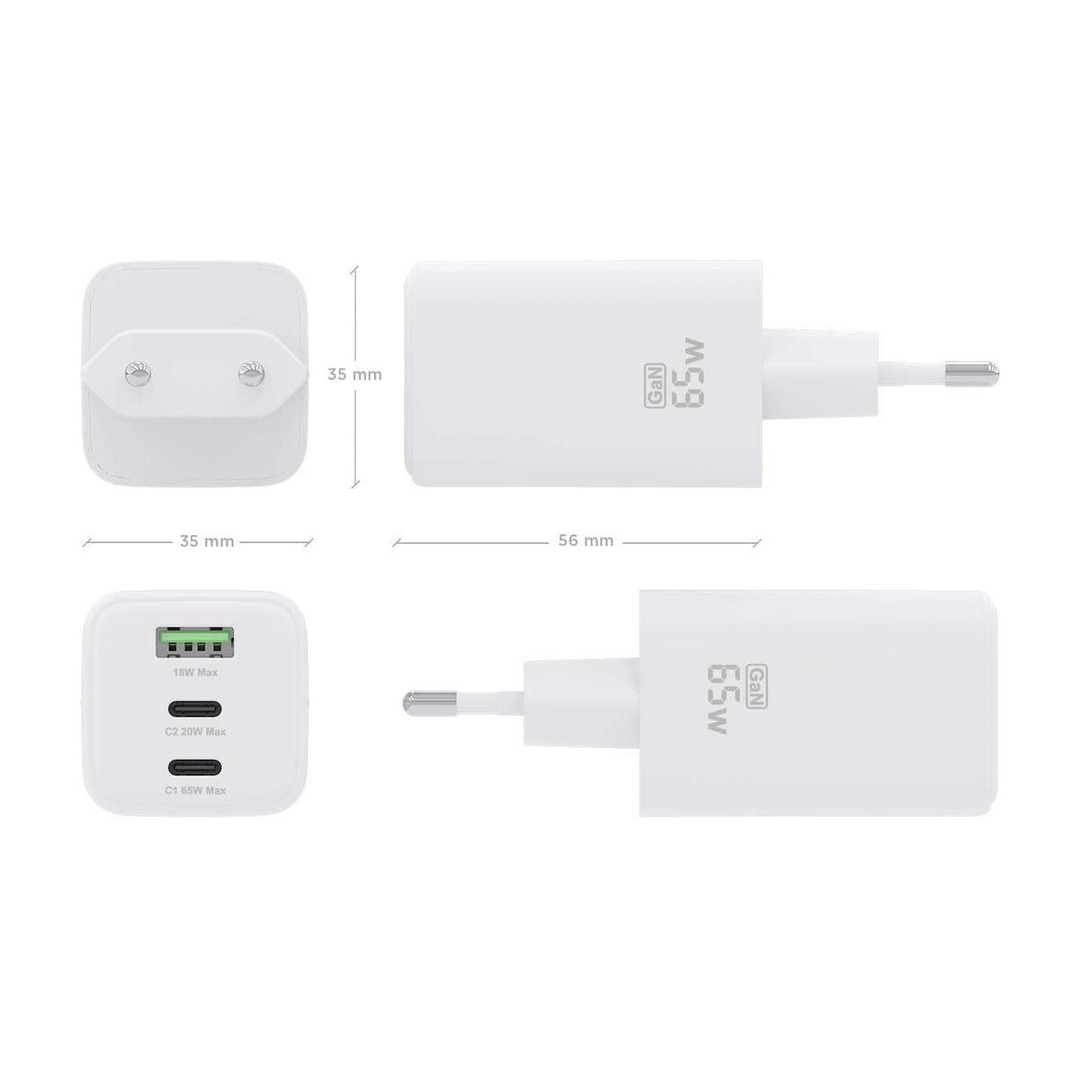 Picture of Wall Charger Aisens ASCH-65W3P041-W White Multicolour 65 W