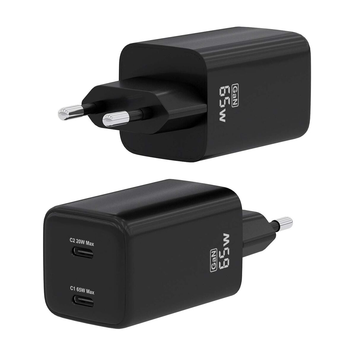 Picture of Wall Charger Aisens ASCH-65W2P040-BK Black Multicolour 65 W