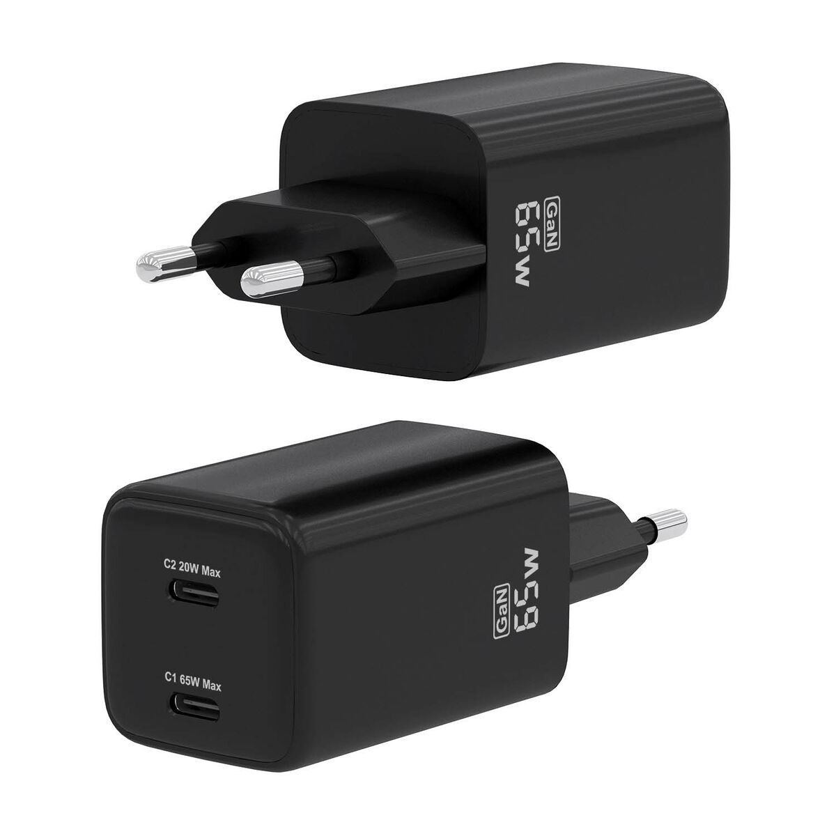 Wall Charger Aisens ASCH-65W2P040-BK Black Multicolour 65 W
