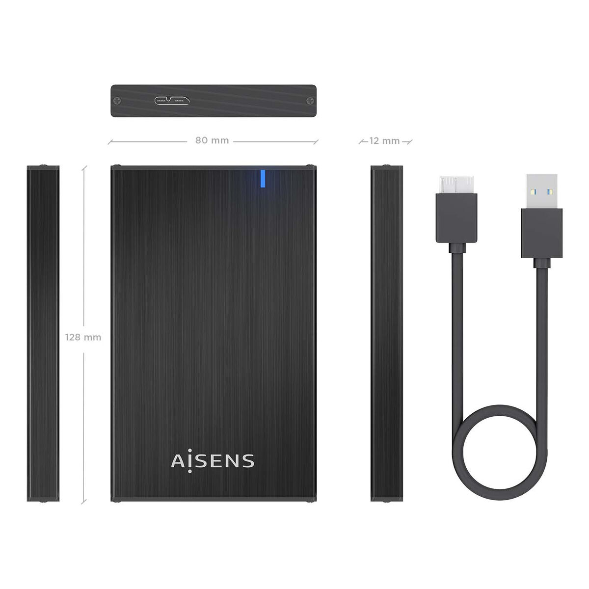 Image de External Box Aisens ASE-2527B Black 2,5"