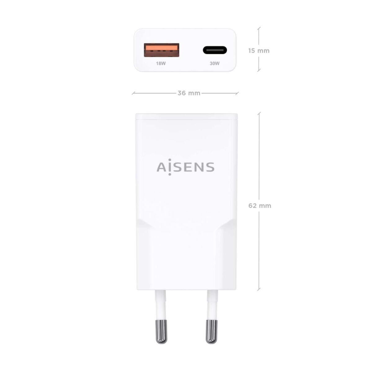 Picture of Wall Charger Aisens ASCH-30W2P046-W White 30 W
