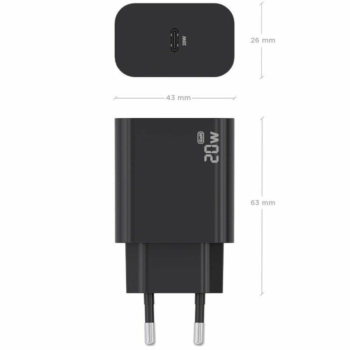 Picture of Wall Charger Aisens A110-0939 Black 20 W 50 W