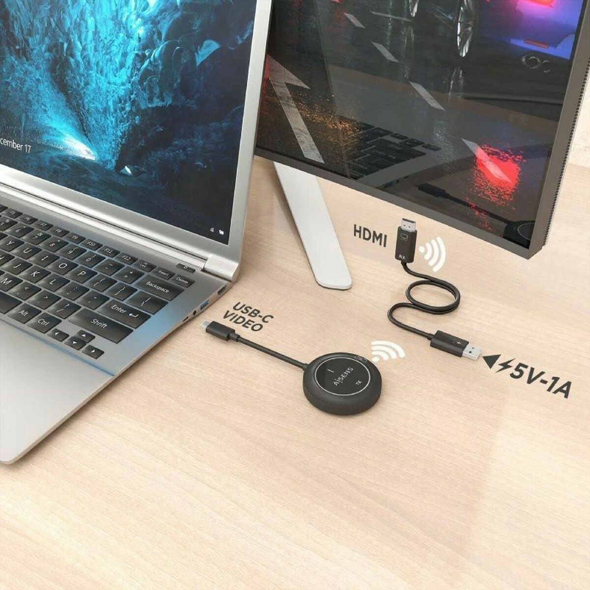 Picture of USB-C to HDMI Cable Aisens ASWL-H2KC30M003-BK Black