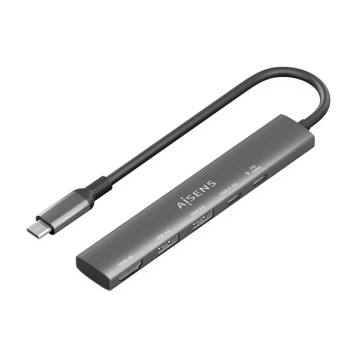 Picture of USB Hub Aisens USB-C DOCK 5 EN 1 GRIS Grey 100 W