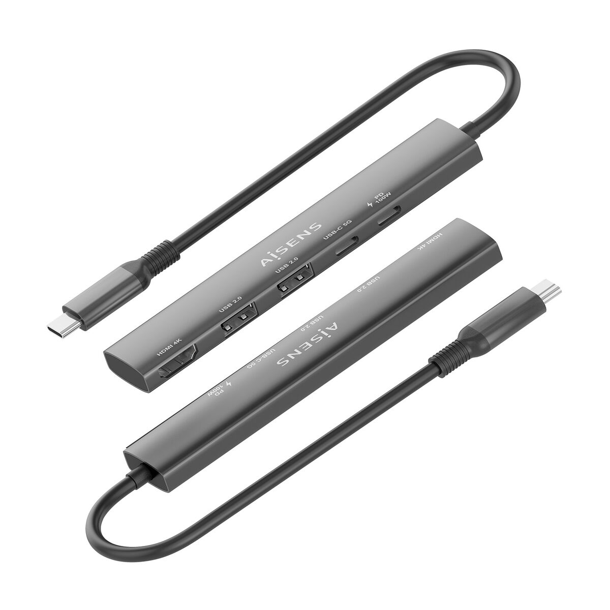 Picture of USB Hub Aisens USB-C DOCK 5 EN 1 GRIS Grey 100 W