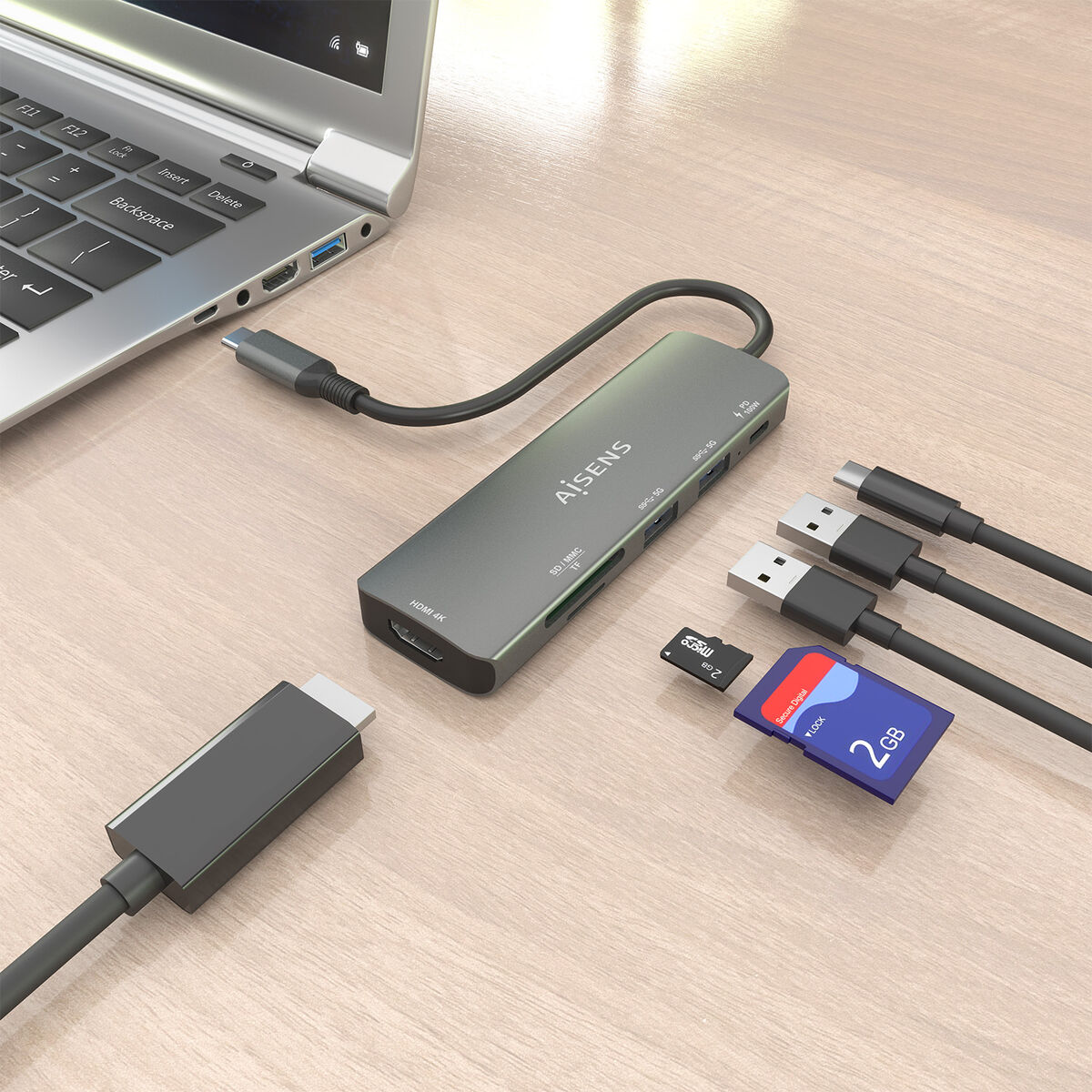 Picture of USB Hub Aisens USB-C DOCK 6 EN 1 GRIS Grey 100 W