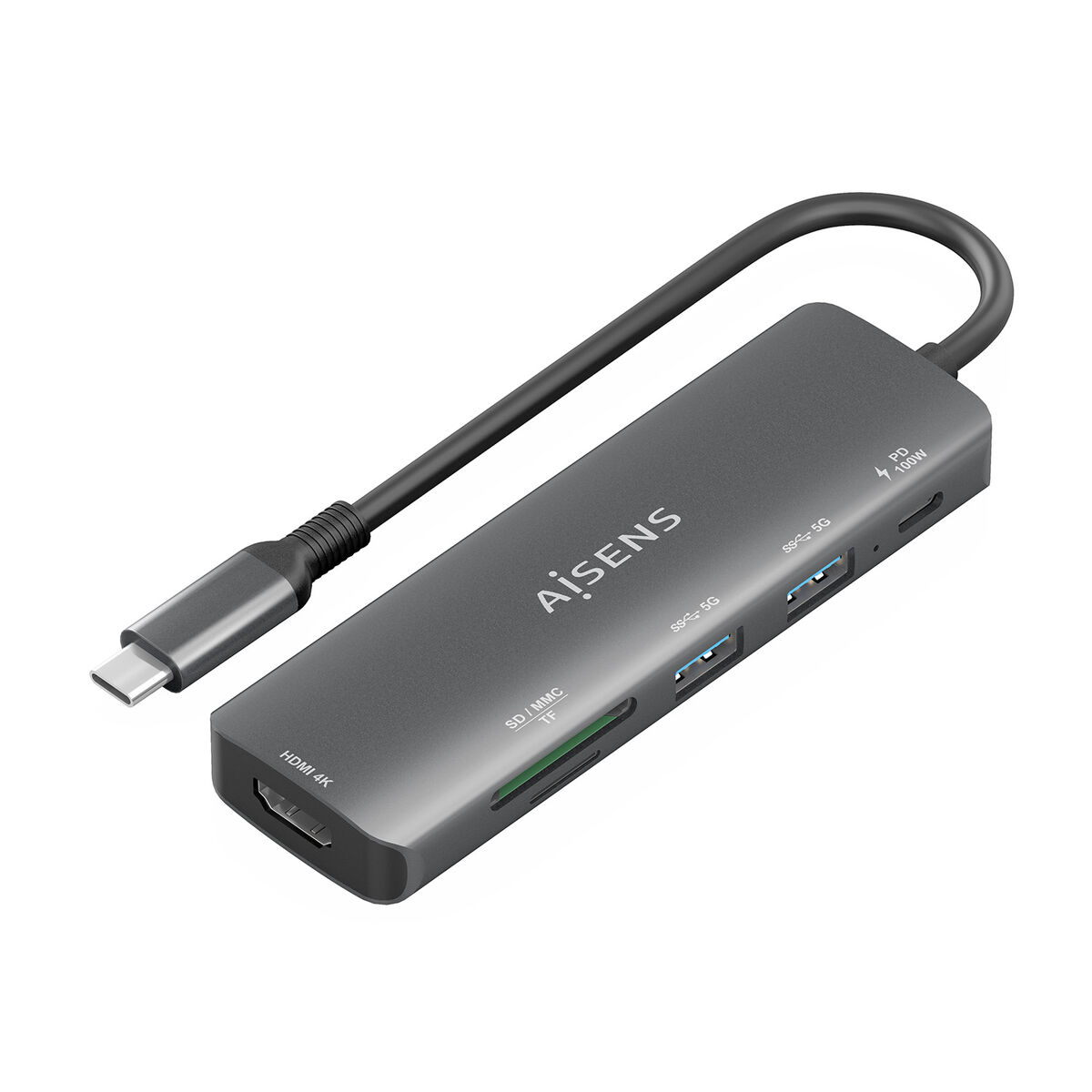 Picture of USB Hub Aisens USB-C DOCK 6 EN 1 GRIS Grey 100 W