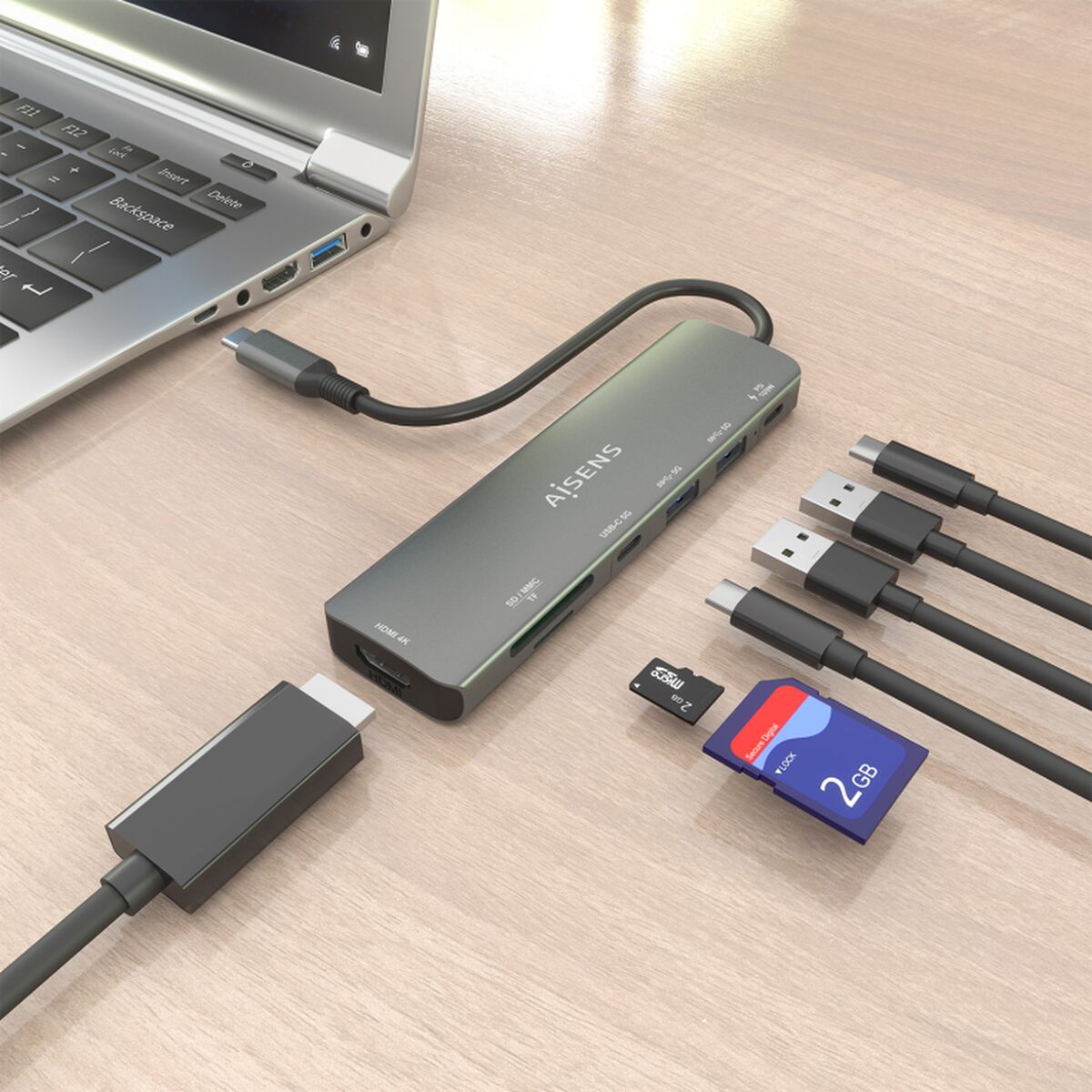 Picture of USB Hub Aisens 7 EN 1 Grey 100 W