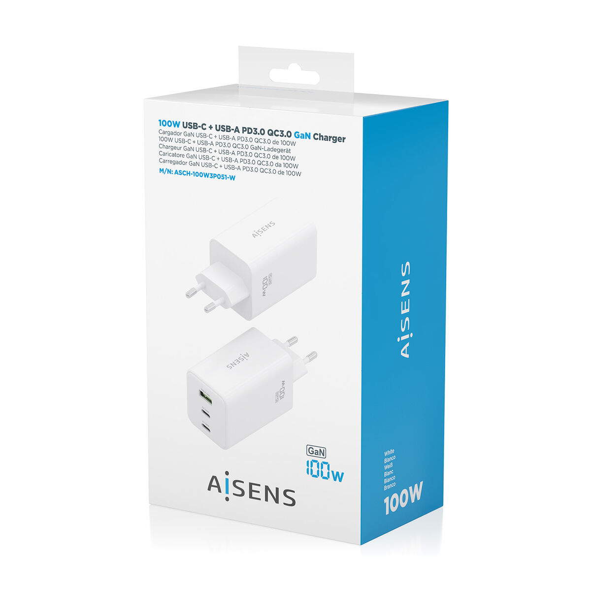 Image de Wall Charger Aisens GAN White 100 W
