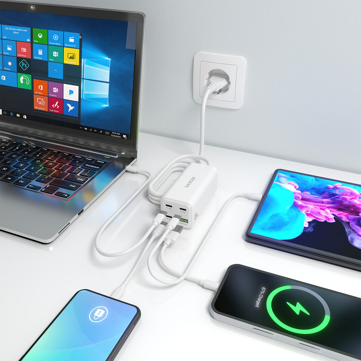 Picture of Wall Charger Aisens GAN White 100 W