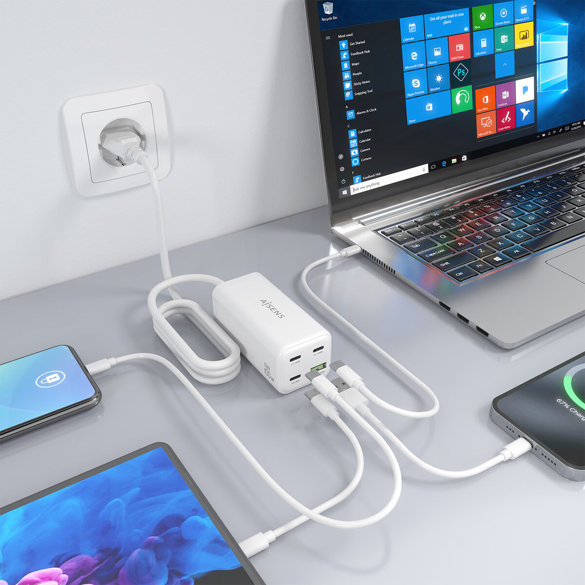 Picture of Wall Charger Aisens GAN White 100 W