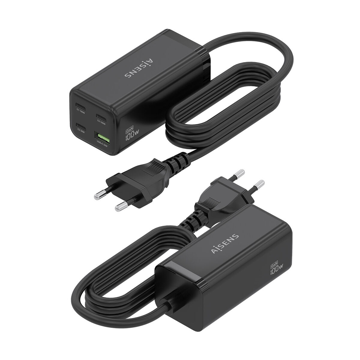 Bild von Wall Charger Aisens GAN Black 100 W