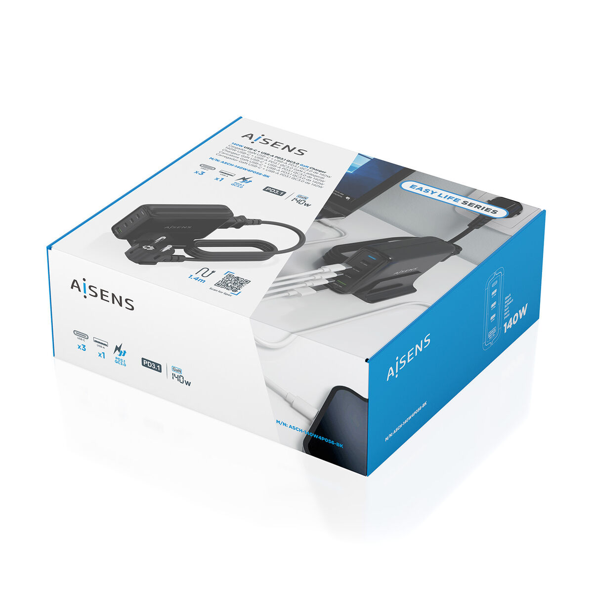 Picture of Wall Charger Aisens GAN Black 140 W 50 W