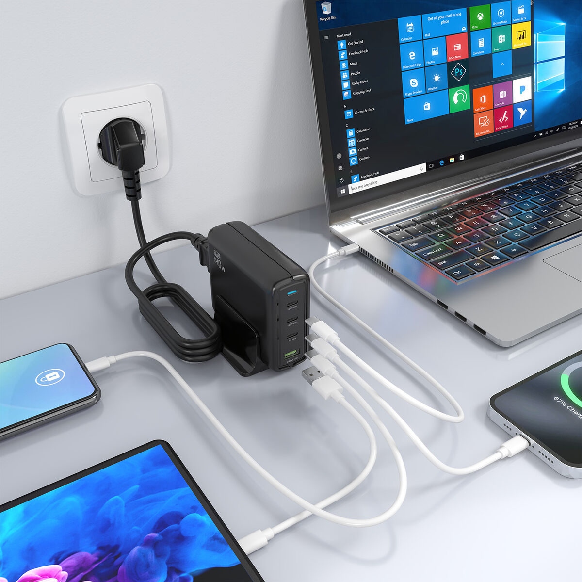 Picture of Wall Charger Aisens GAN Black 140 W 50 W