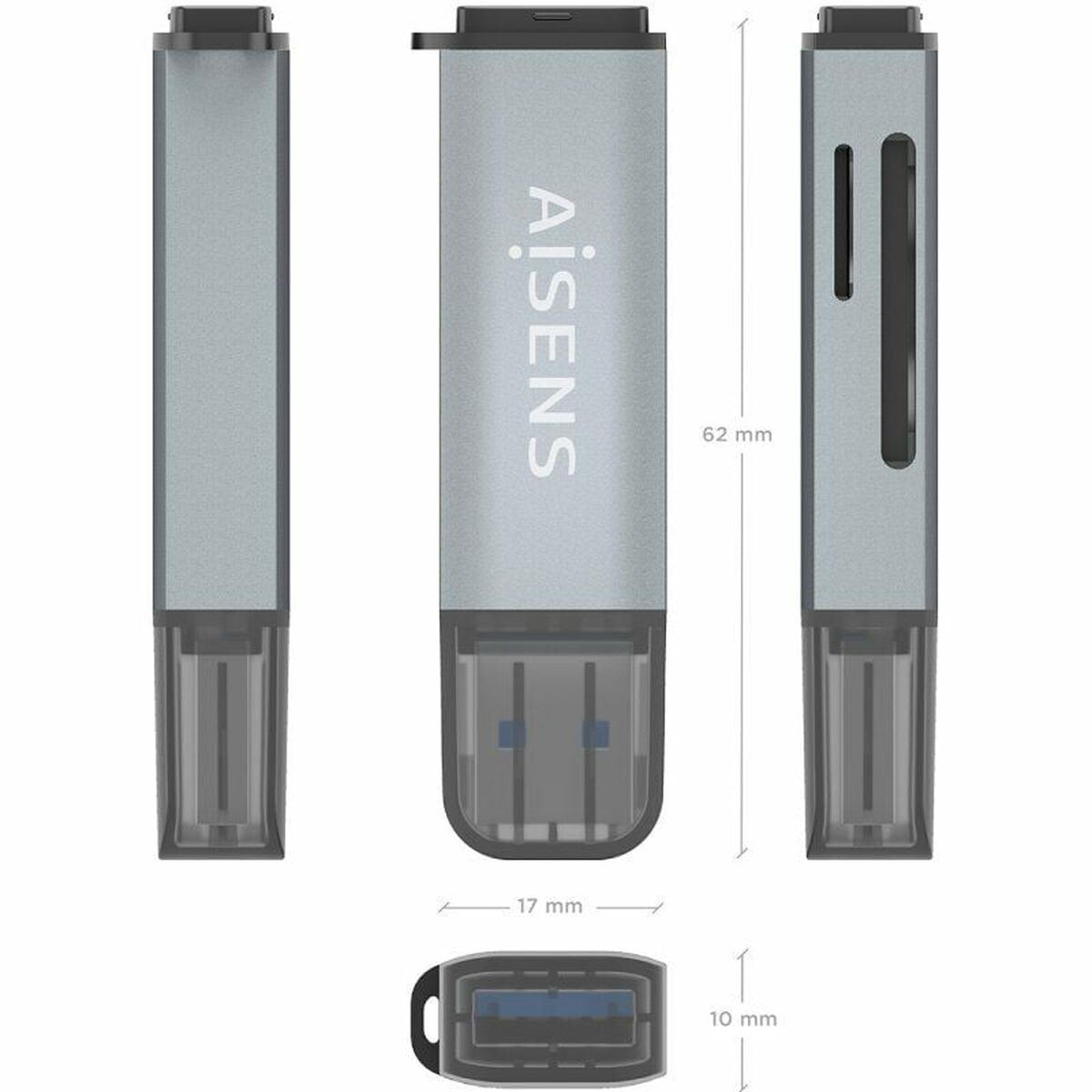 Afbeeldingen van Card Reader Aisens ASCR-2A09-GR Grey