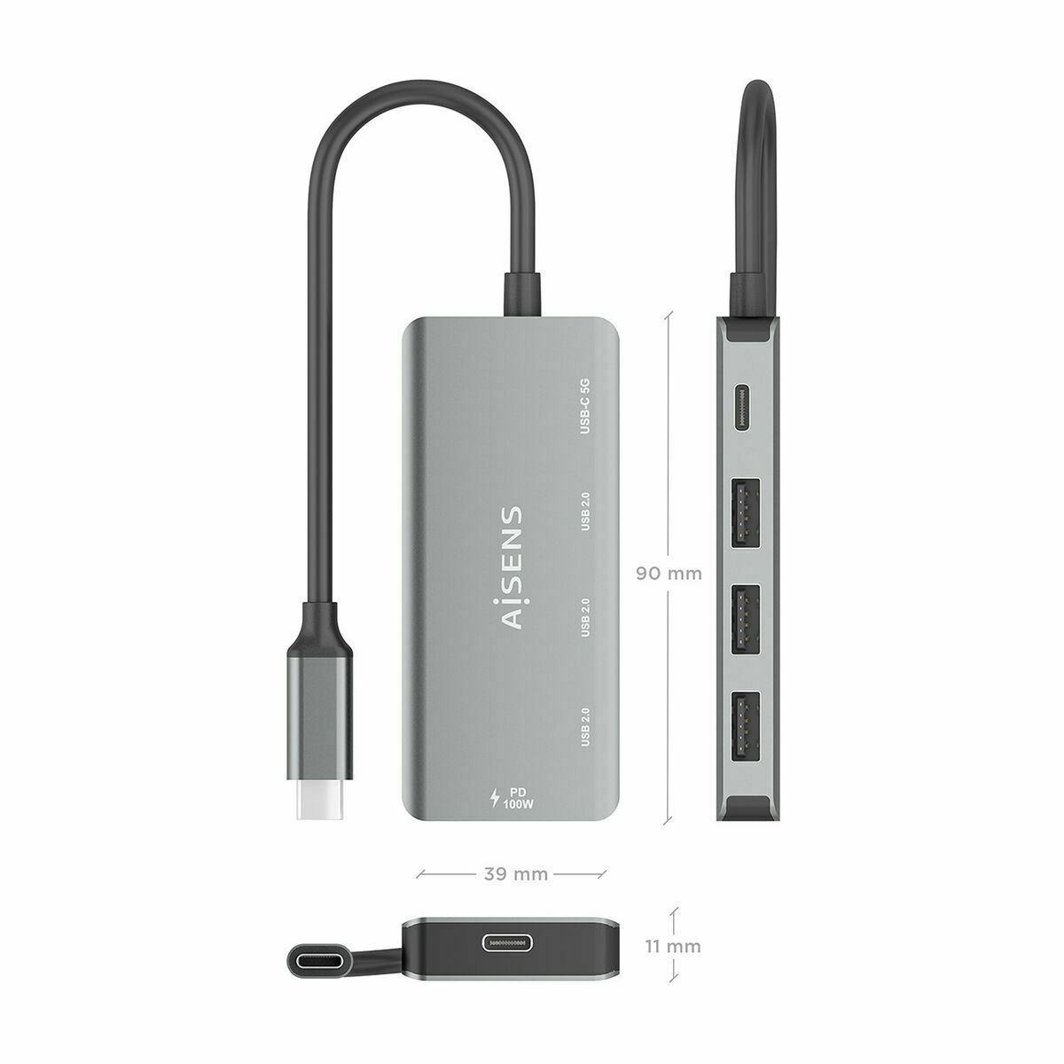 Afbeeldingen van USB Hub Aisens A109-0945 Grey 100 W