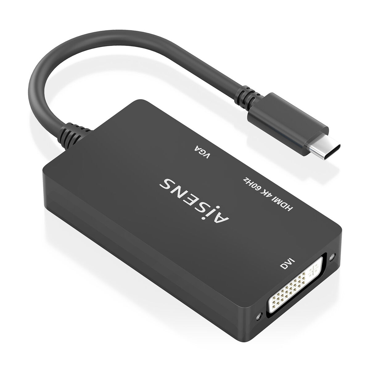 Picture of USB-C to VGA/HDMI/DVI Adapter Aisens A109-0954 Black 15 cm