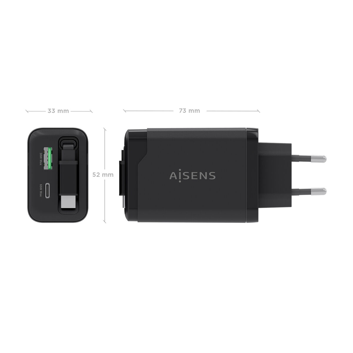 Image de Wall Charger Aisens ASCH-65W3P071-BK Black