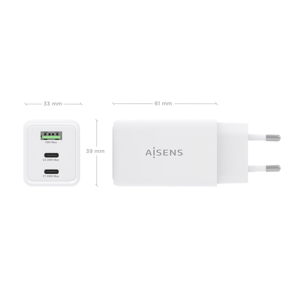 Image de Wall Charger Aisens ASCH-65W3P072-W White