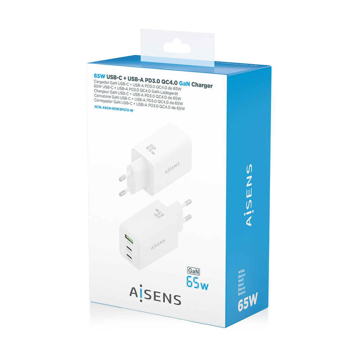 Image de Wall Charger Aisens ASCH-65W3P072-W White