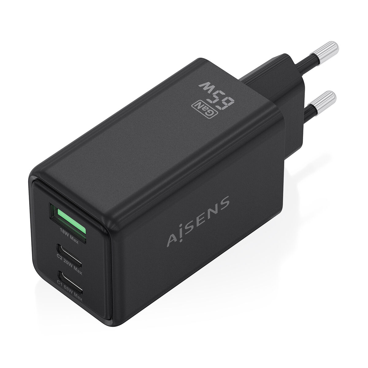 Wall Charger Aisens ASCH-65W3P073-BK Black 65 W