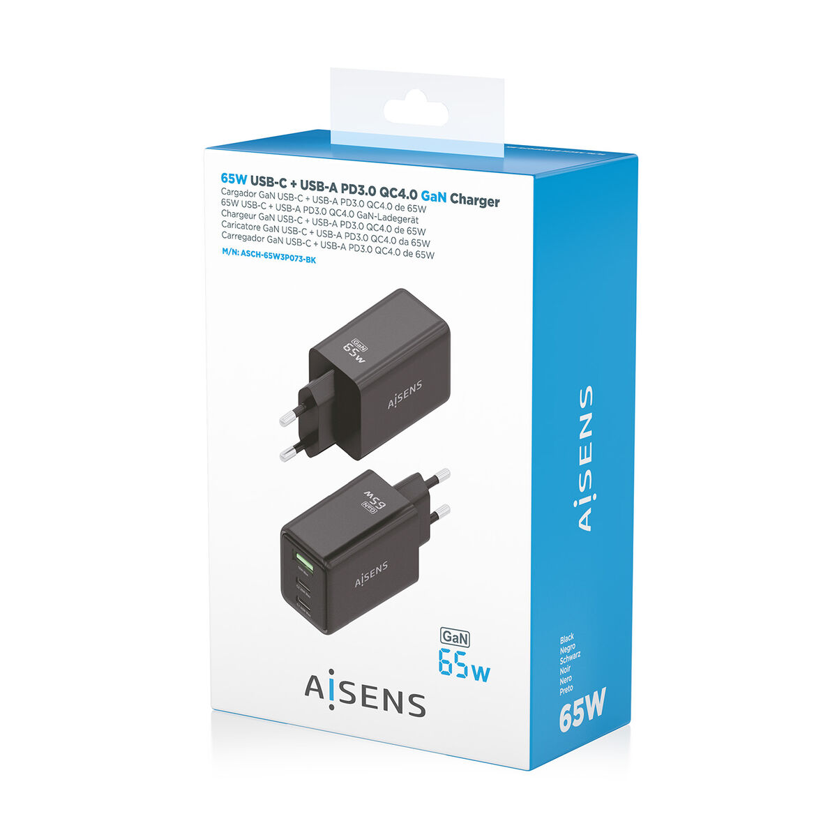Image de Wall Charger Aisens ASCH-65W3P073-BK Black