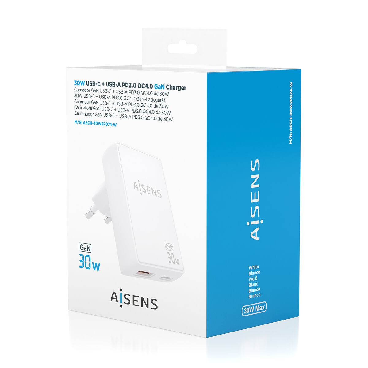 Bild von Wall Charger Aisens ASCH-30W2P074-W White 30 W