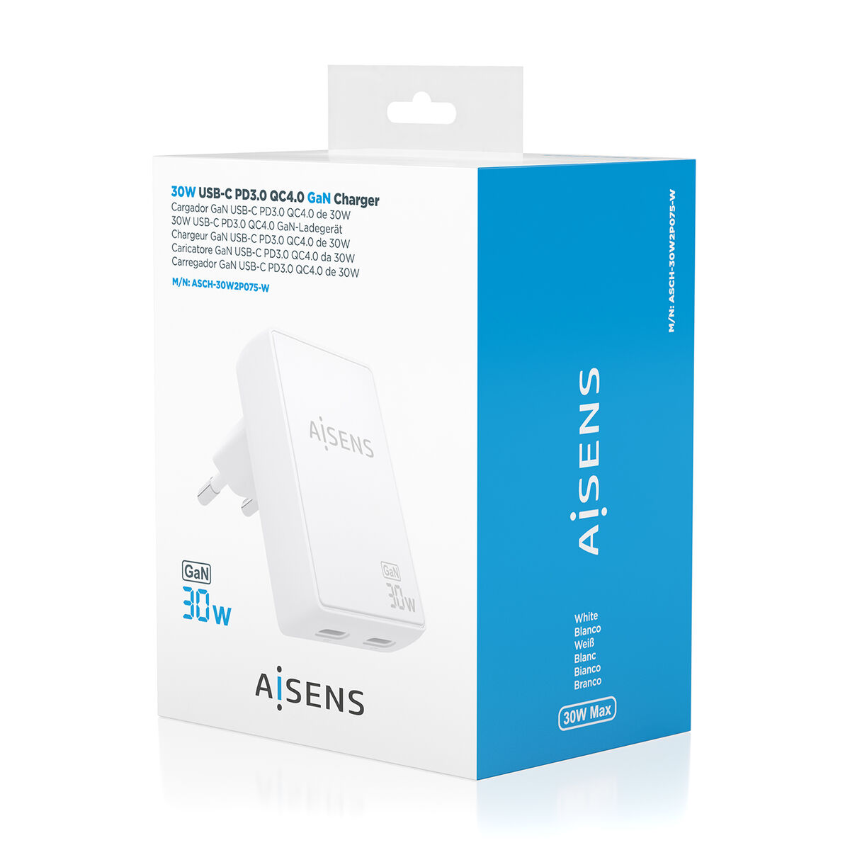 Wall Charger Aisens ASCH-30W2P075-W White 30 W