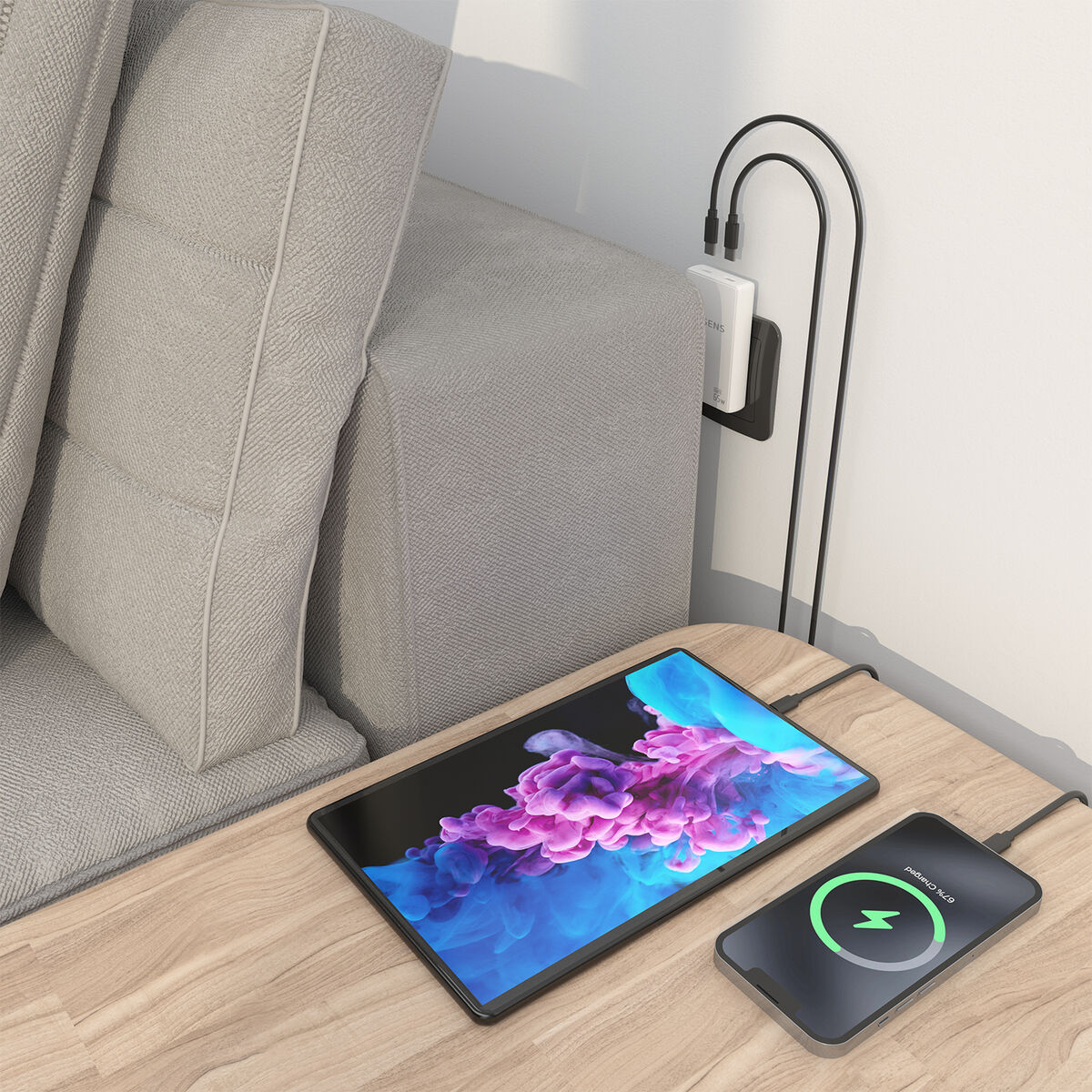 Bild von Wall Charger Aisens ASCH-65W2P077-W White 65 W