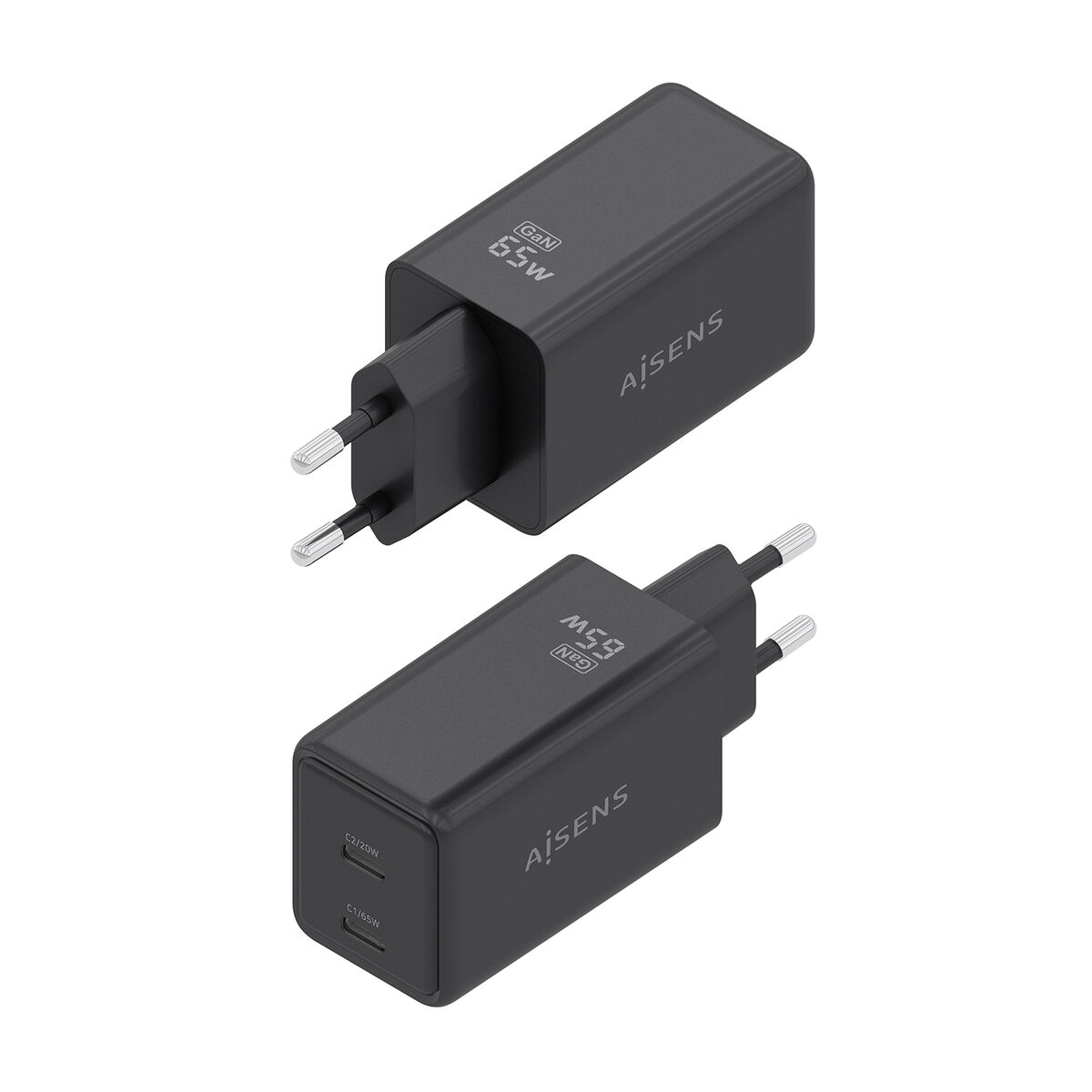 Bild von Wall Charger Aisens ASCH-65W2P079-BK Black 65 W