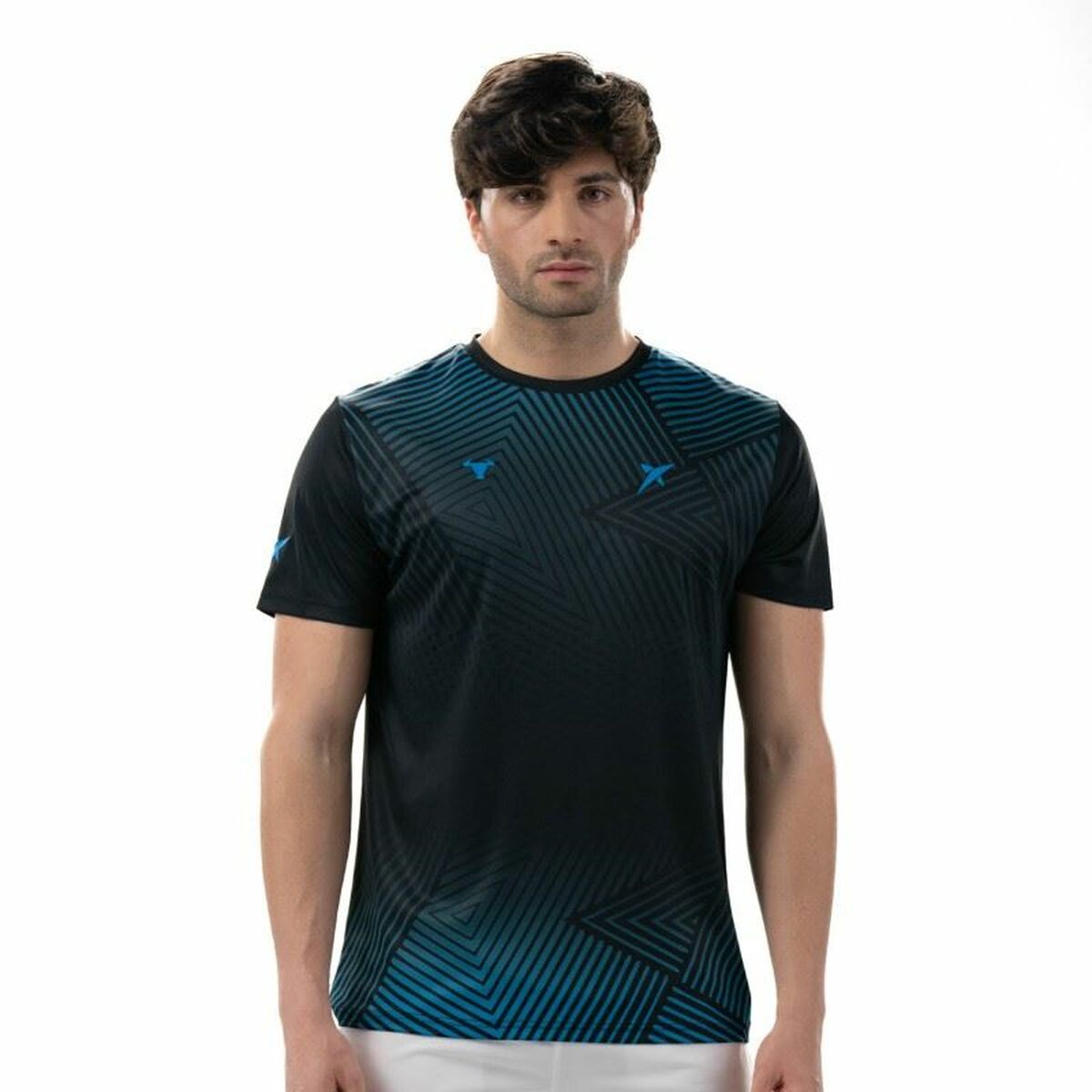 Heren-T-Shirt met Korte Mouwen Drop Shot Abian Campa Zwart Padel
