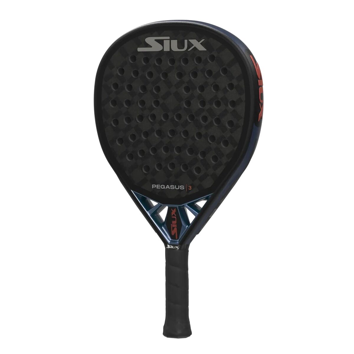 Padel Racket Siux Pegasus 3 2025 Blauw Zwart Koolstofvezel Donkergrijs