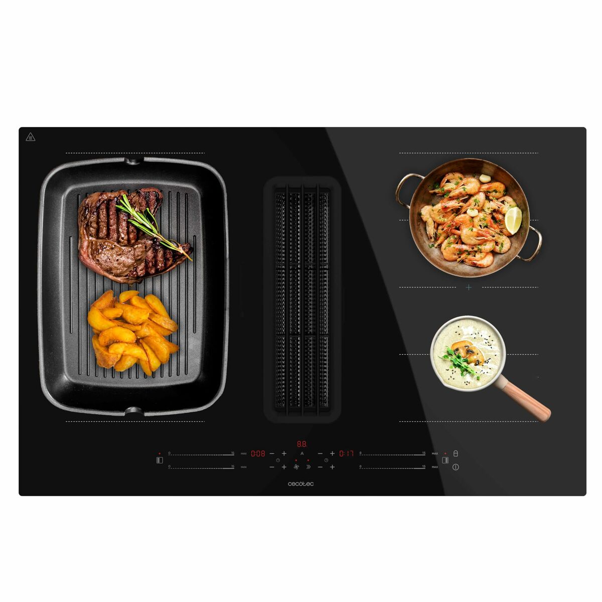 Placa de Inducción con Extractor integrado Cecotec Bolero Squad IH 4800 TotalFlex80 7400 W