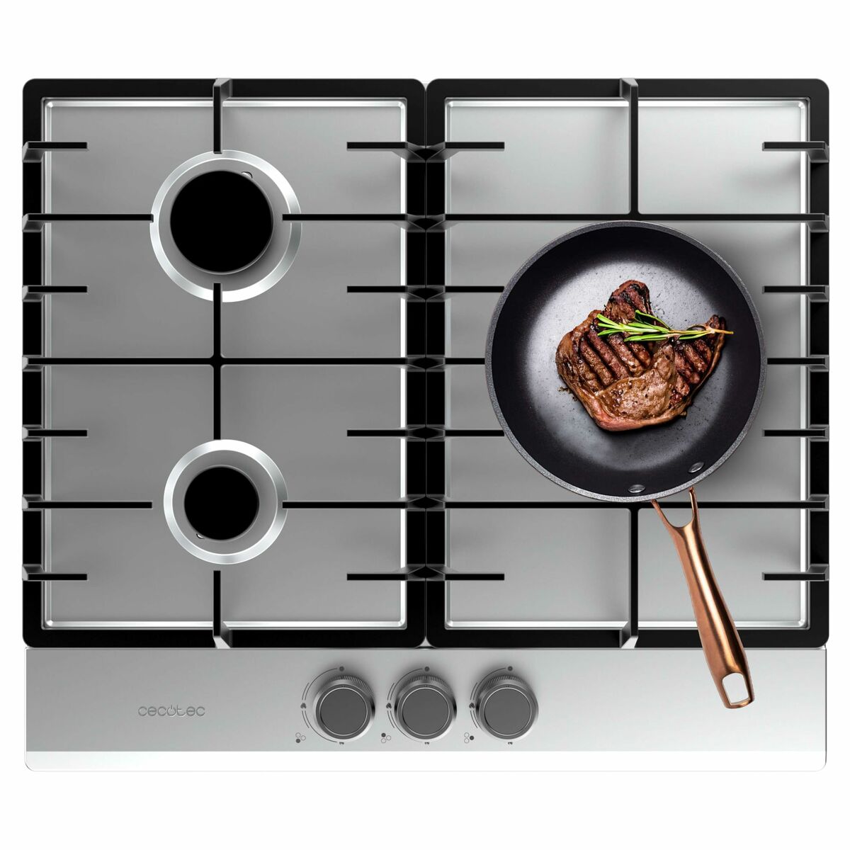 Placa de Gas Cecotec Bolero Squad G 3200F Inox 6250 W 58 x 50 cm