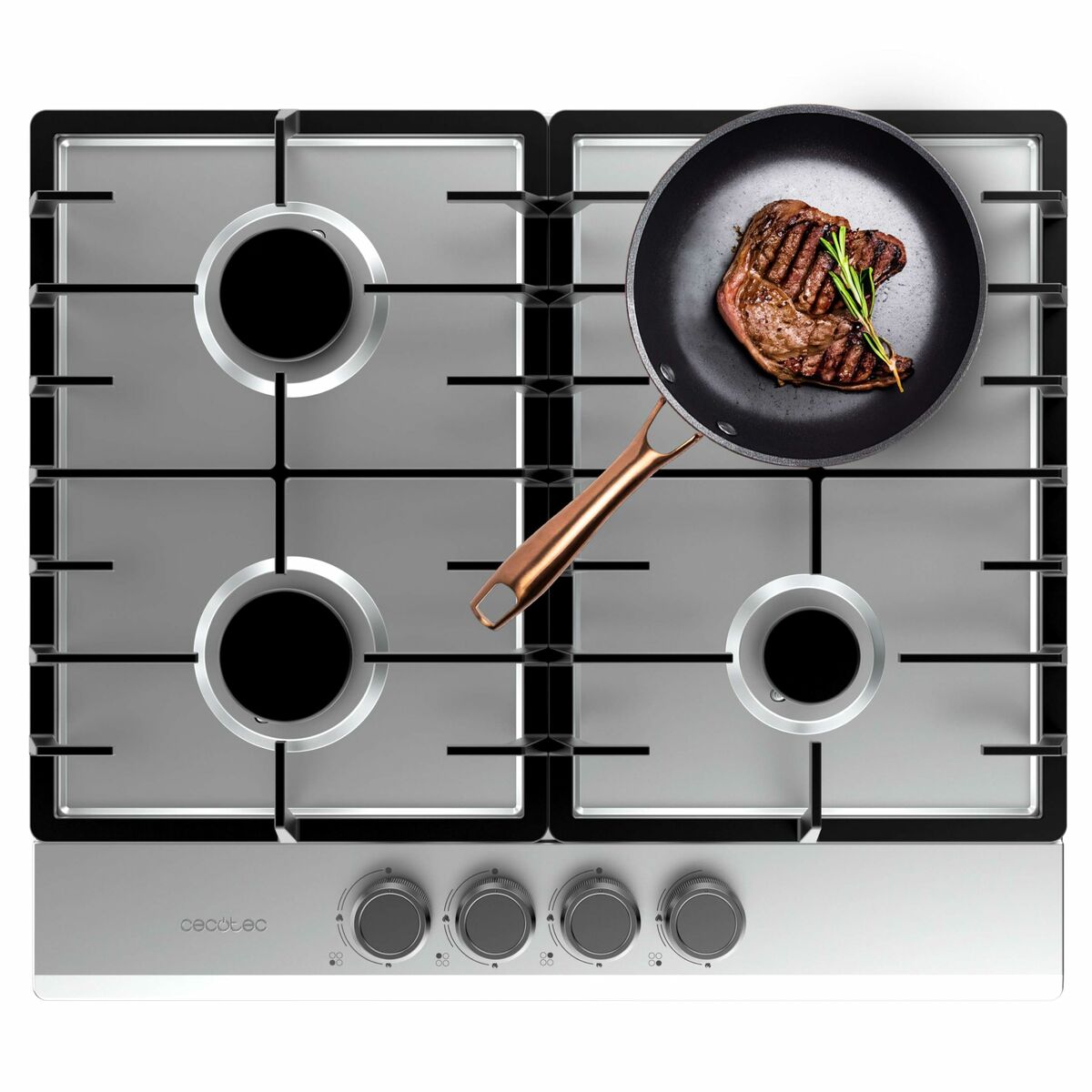 Placa de Gas Cecotec Bolero Squad G 4200F Inox 8000 W 58 x 50 cm