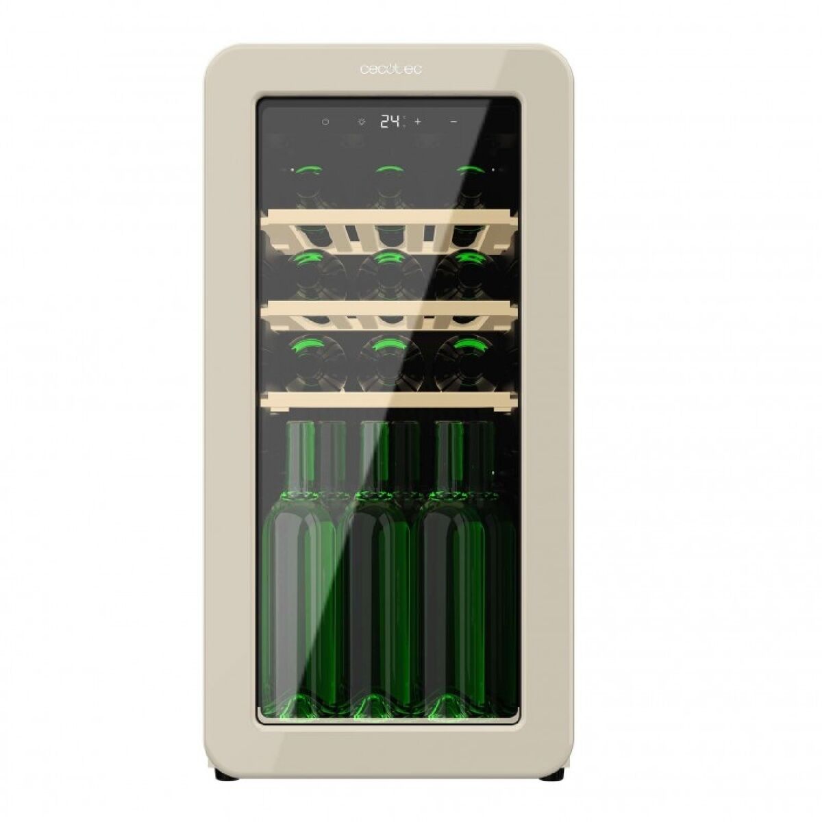 Cecotec Vinoteca Bolero GrandSommelier Origin 18 Hit 18 botellas retro beige NoFrost display LED